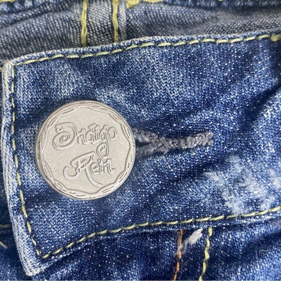 Indigo Rein Juniors Distressed Jeans 9 Blue Tapered Ankle Straight Skinny Leg - Picture 6 of 13